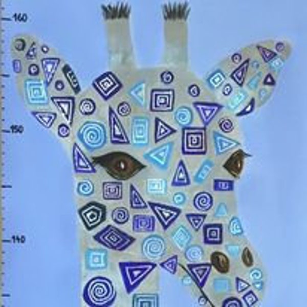 Toise girafe bleue et argent