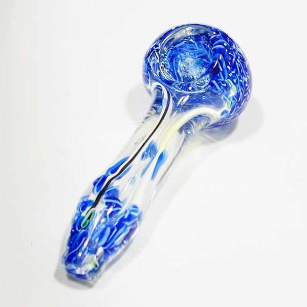 3.5" Electric Blue Sea Wave Strikes On The Bottom & Head Glass Smoking Pipe with Glass Bowl SP661