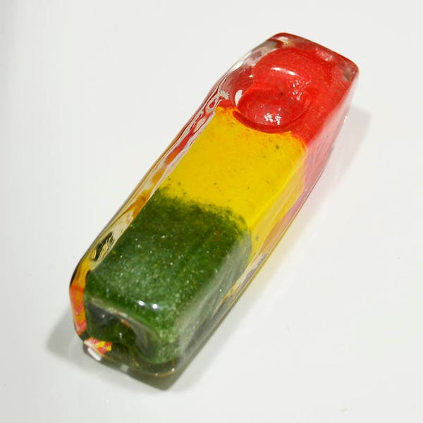 4.5" Stop, Look & Go - Red, Yellow, Green Traffic Light Colors Oblong Stick Dice Shaped Glass Smoking Pipe with Glass Bowl SP547