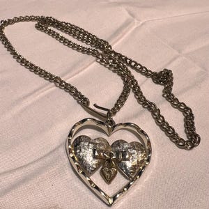 Vintage Silver Heart Key To My Heart Necklace