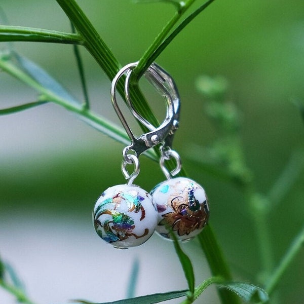 Boucles d'oreilles Tensha. Boucles d'oreilles pendantes de style japonais. Boucles d'oreilles en perles de Tensha faites main. Boucles d'oreilles fleuries. Boucles d'oreilles pendantes classiques. Cadeau pour elle