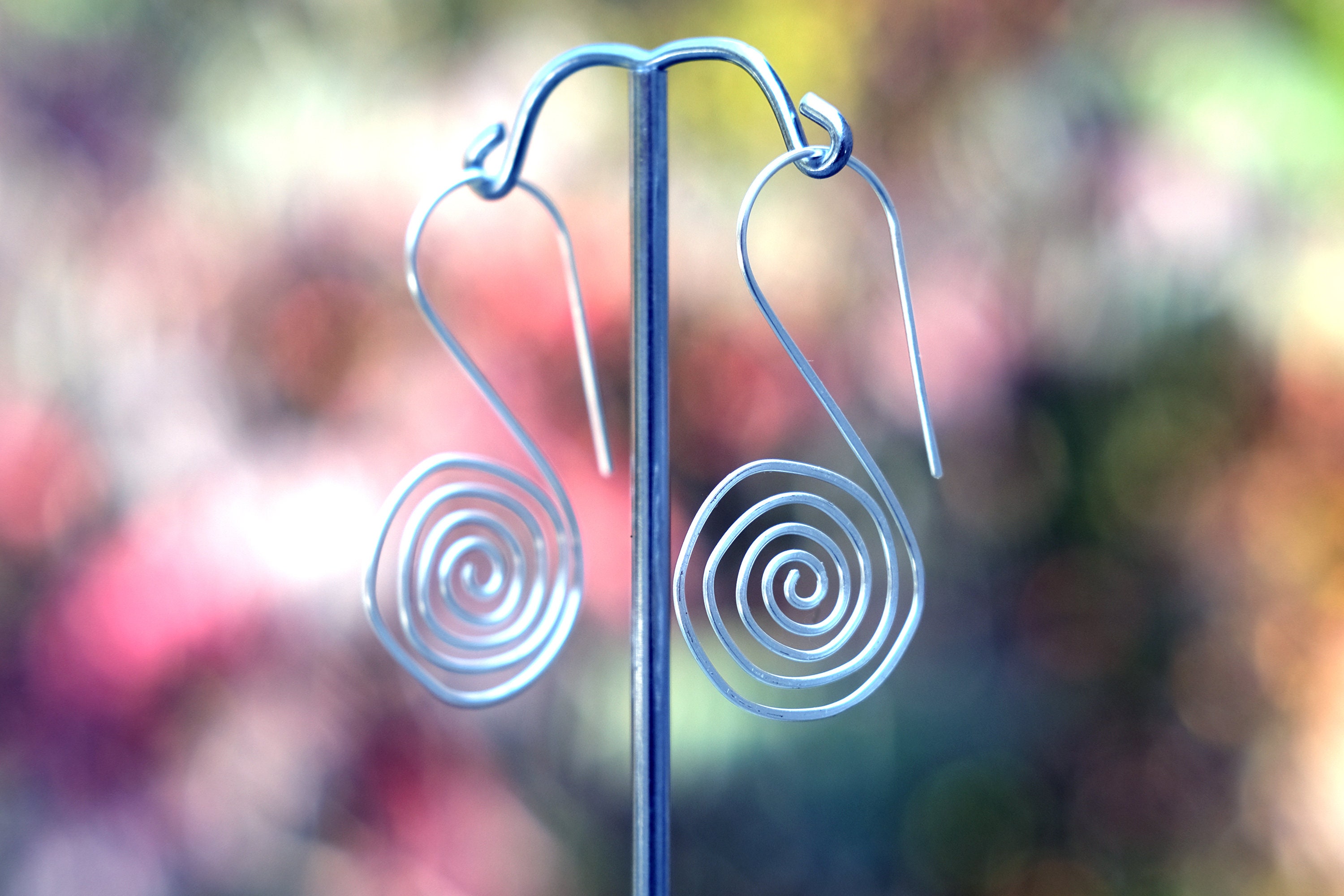 Infinity Spiral Threader Earrings Hammered Wire Abstract Etsy Canada