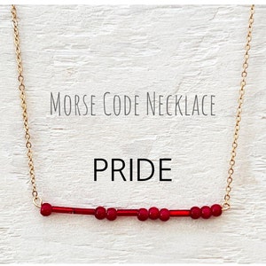 Pride morse code necklace. LGBTQ morse code necklace. Queer morse code necklace. Morse code. Layering necklace. LGBTQ Pride necklace. Love