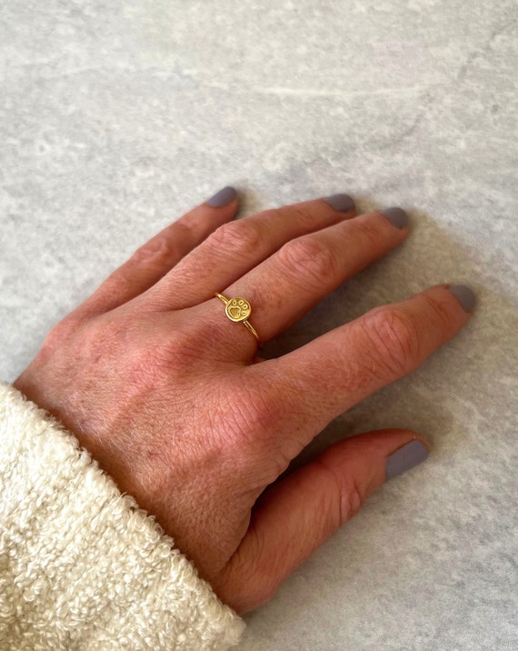 Simpatico Anello Con Stampa Della Zampa Di Gatto Per Le Donne