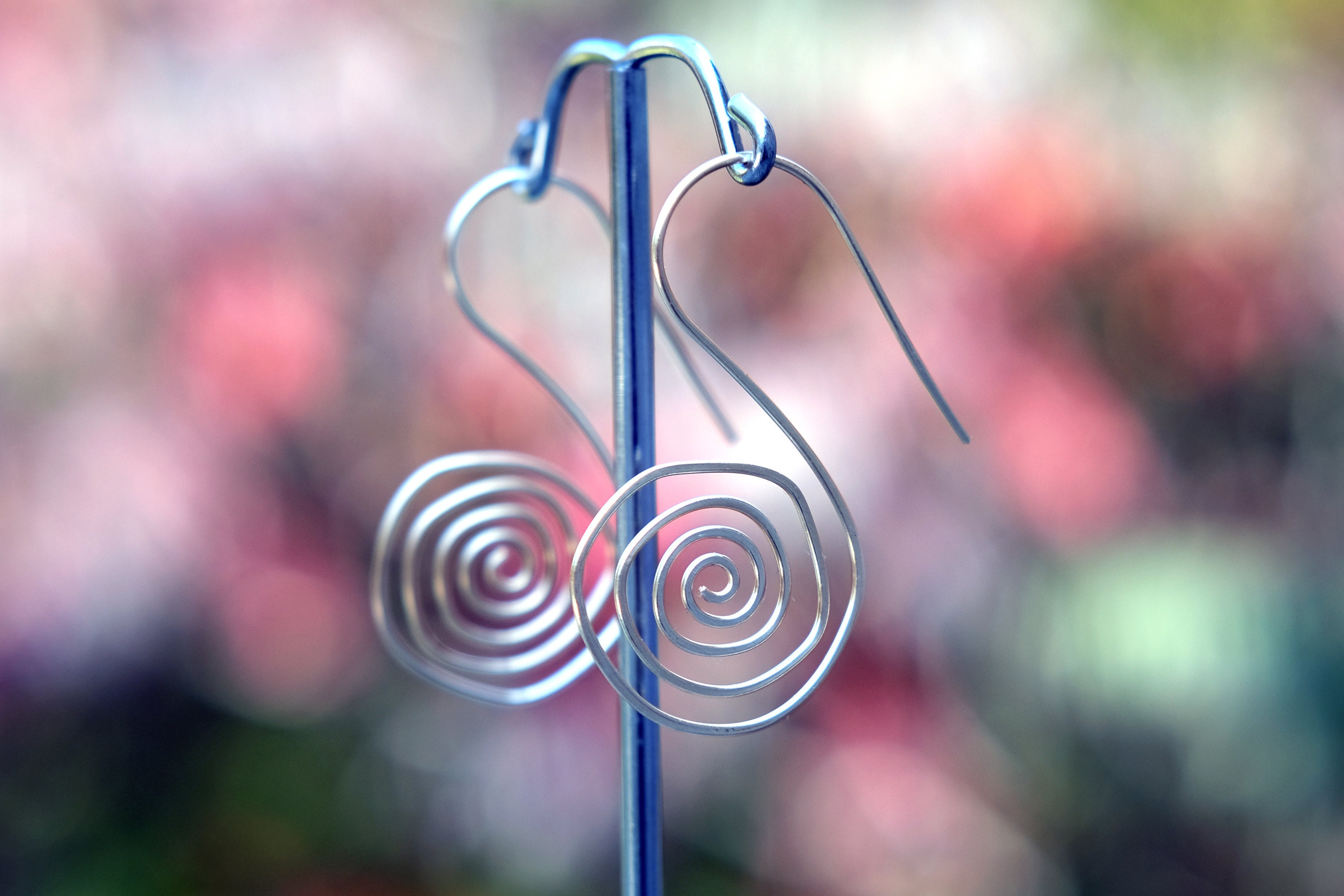 Infinity Spiral Threader Earrings Hammered Wire Abstract Etsy Canada