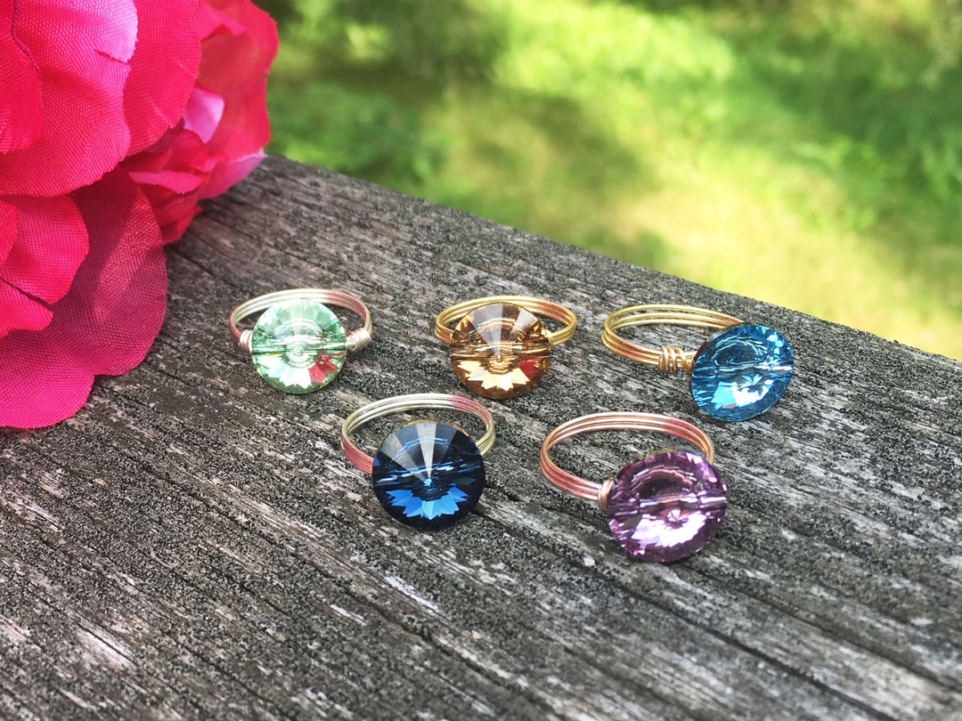Simple Crystal Rings Swarovski Crystal Ring | Minimalist Ring | Wire-wrapped Ring | Simple ...