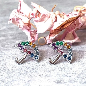 tiny crystal umbrella studs