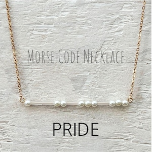 Pride morse code necklace. LGBTQ morse code necklace. Queer morse code necklace. Layering necklace. LGBTQ Pride necklace. Bar Necklace. Love