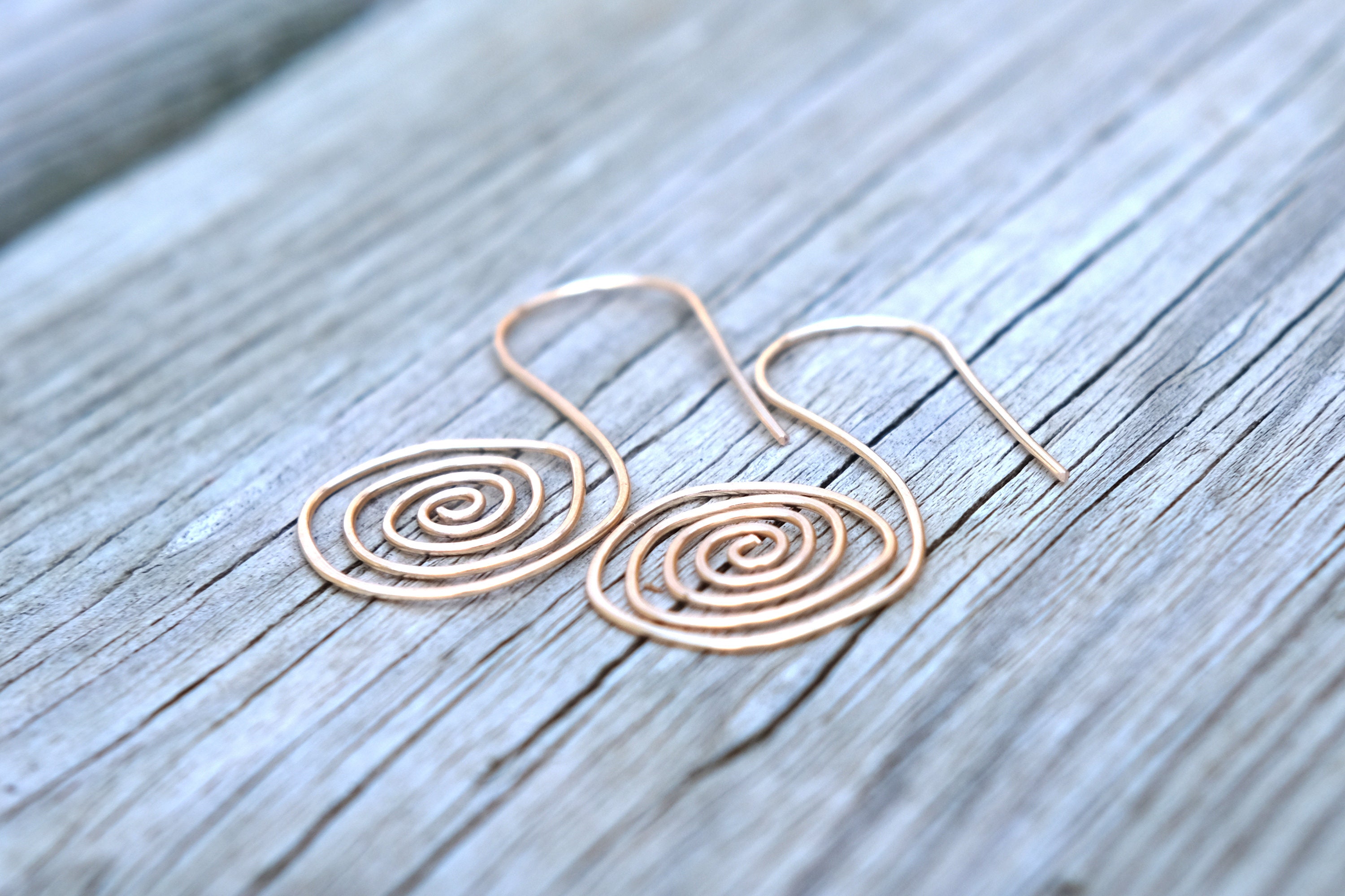 Infinity Spiral Threader Earrings Hammered Wire Abstract Etsy Canada