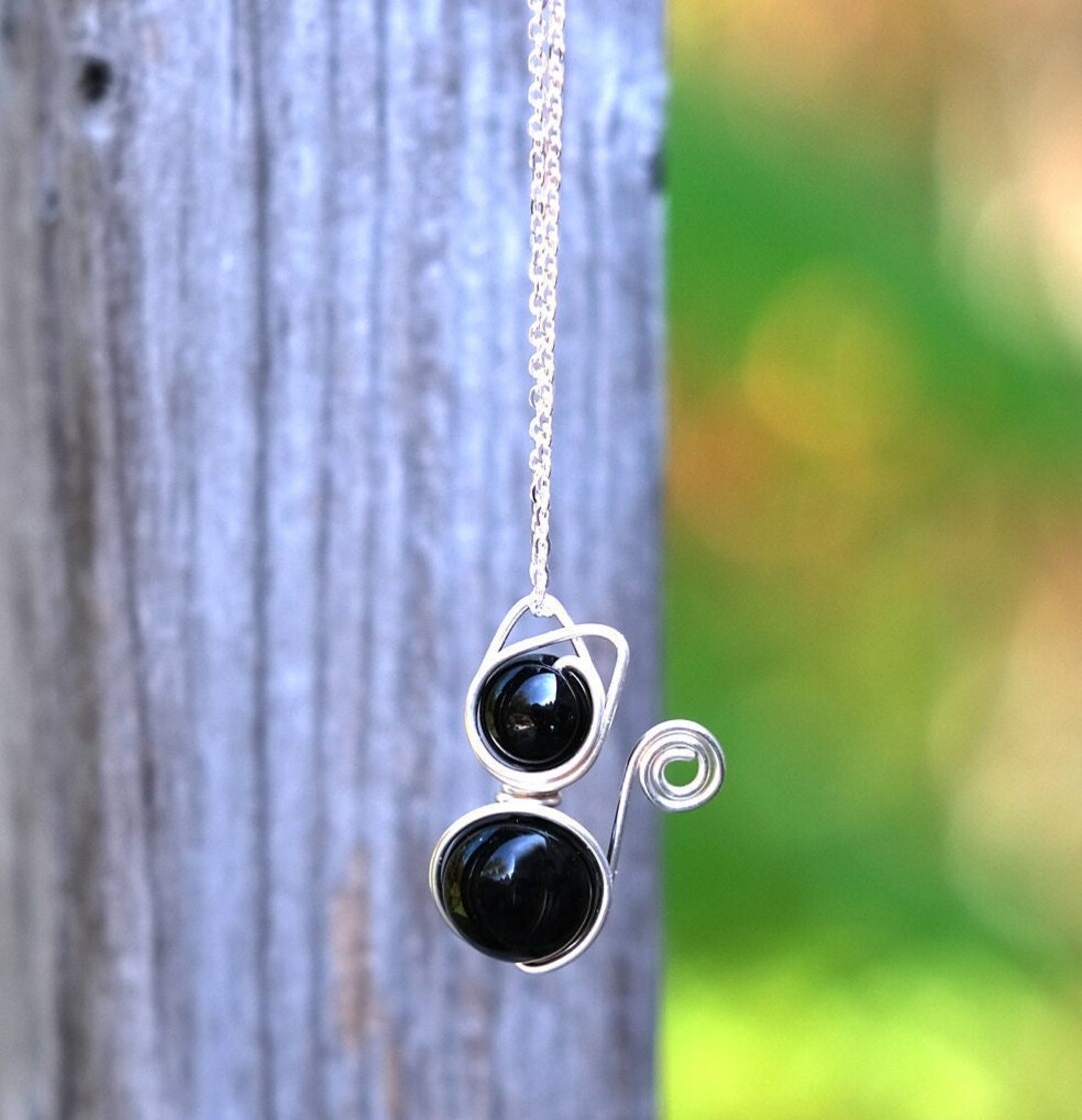 Black Cat Necklace. Meowy Catmas. Meowy Christmas. Silver Etsy Canada