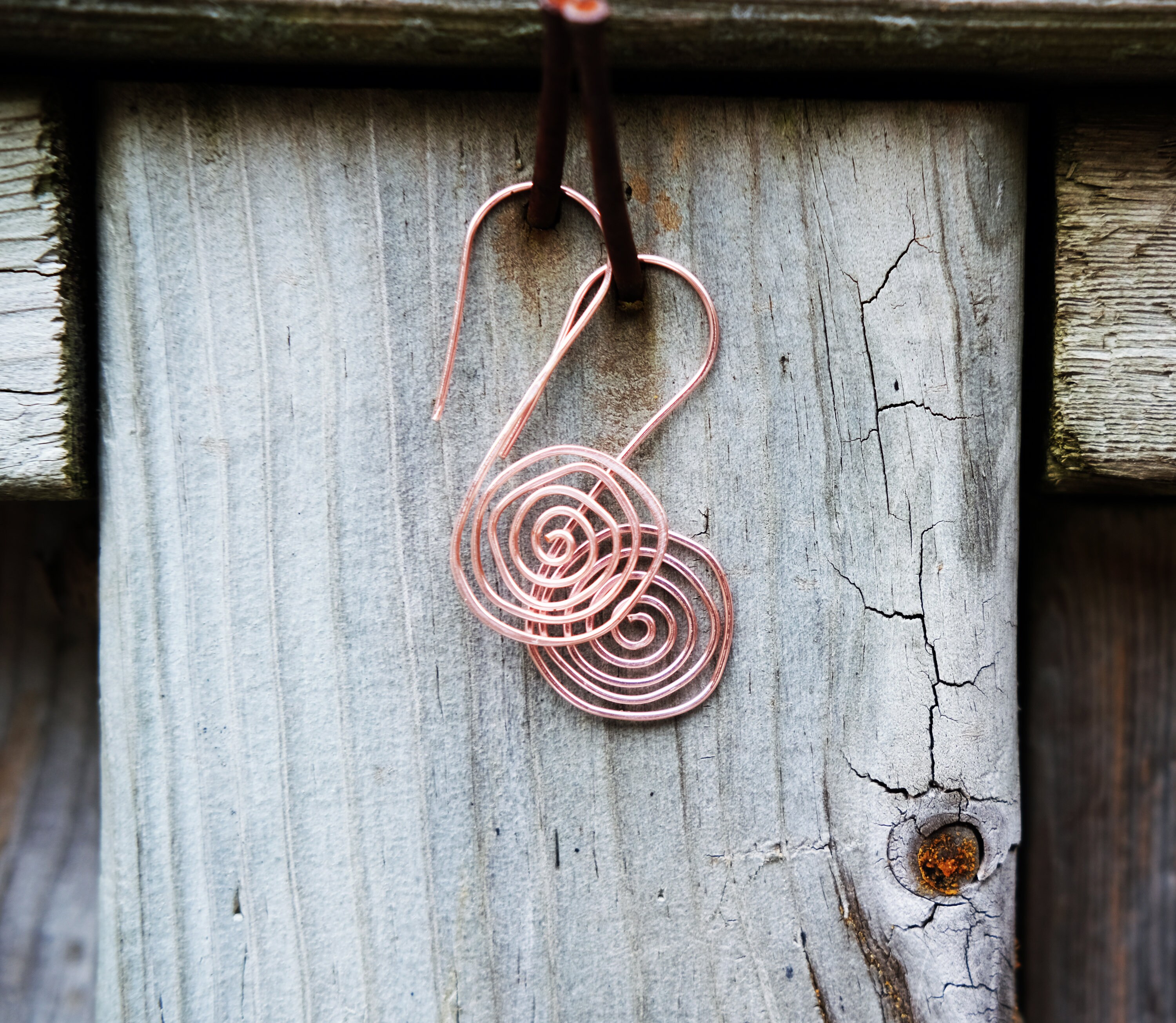 Infinity Spiral Threader Earrings Hammered Wire Abstract Etsy Canada
