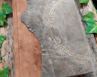 Caderno Élfico - Diário artesanal em couro tamanho A5 - Diário exclusivo com argolas