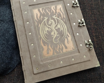 Cuaderno de dragón - Diario A3 hecho a mano - Diario único de mazmorras y dragones