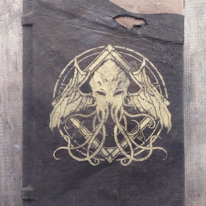 Diario di Cthulhu - Blocco da disegno di Lovecraft - Quaderno in pelle fatto a mano in formato A5