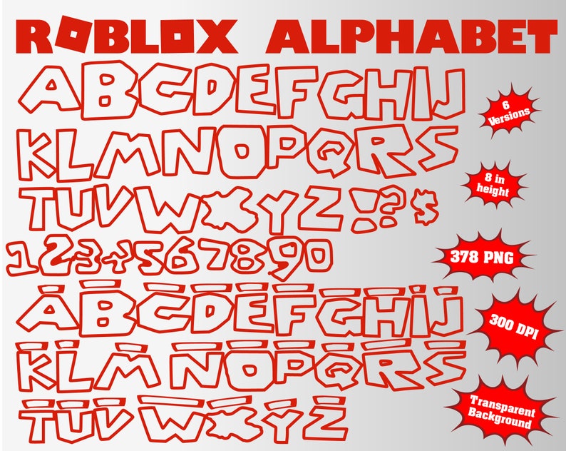 Roblox Alphabet Numbers And Symbols 375 Png 300 Dpi Etsy - roblox alphabet numbers and symbols 375 png 300 dpi etsy in 2020 birthday photo booths mickey party photobooth props printable