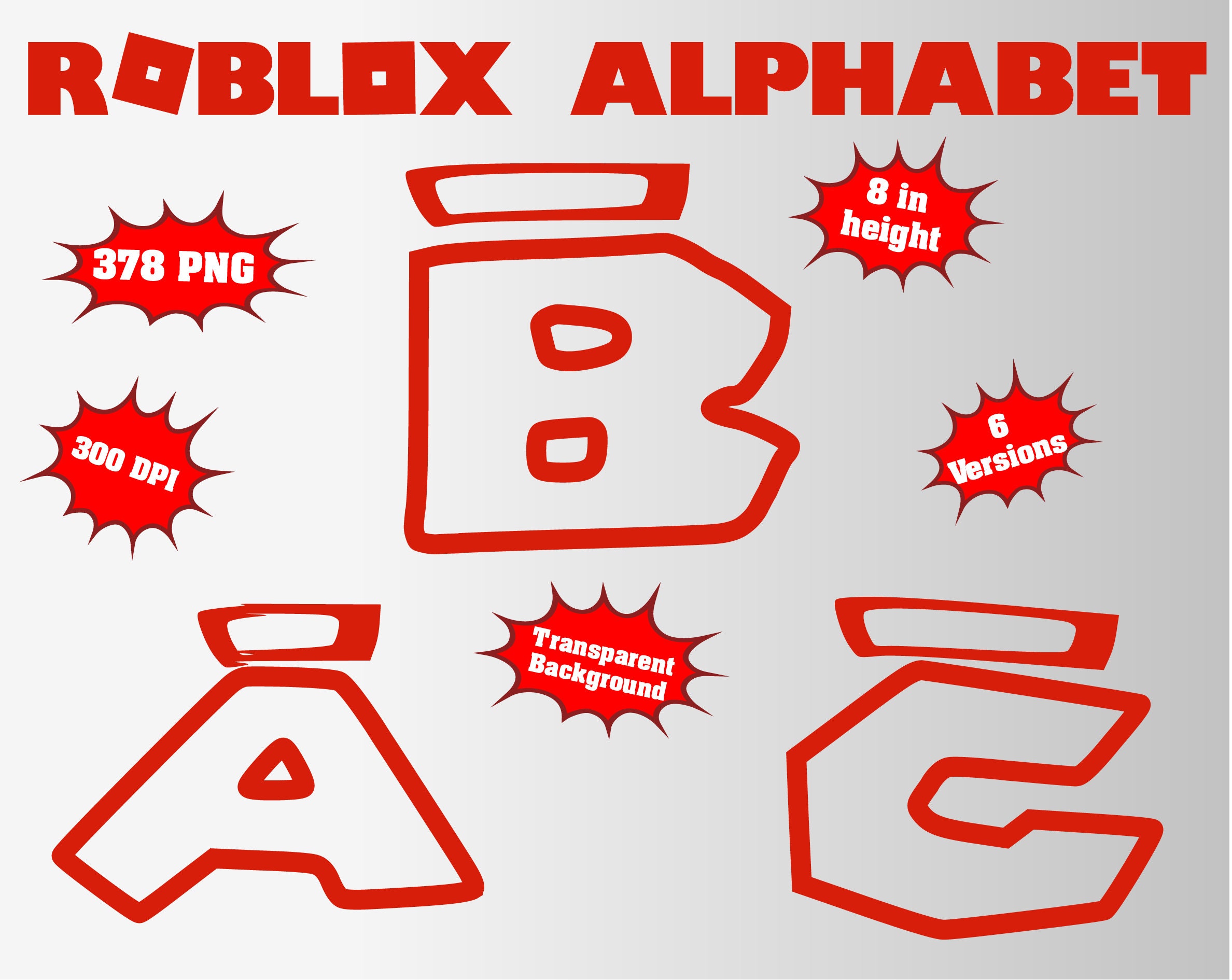 Roblox Alphabet Numbers and Symbols 375 PNG 300 dpi Etsy