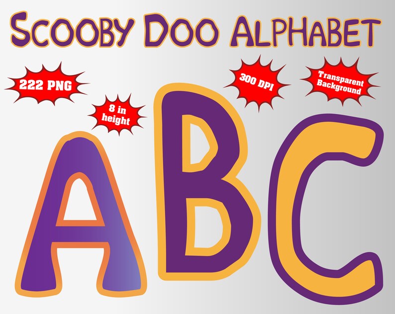 Scooby Doo Alphabet Numbers and Symbols 222 PNG 300 dpi | Etsy