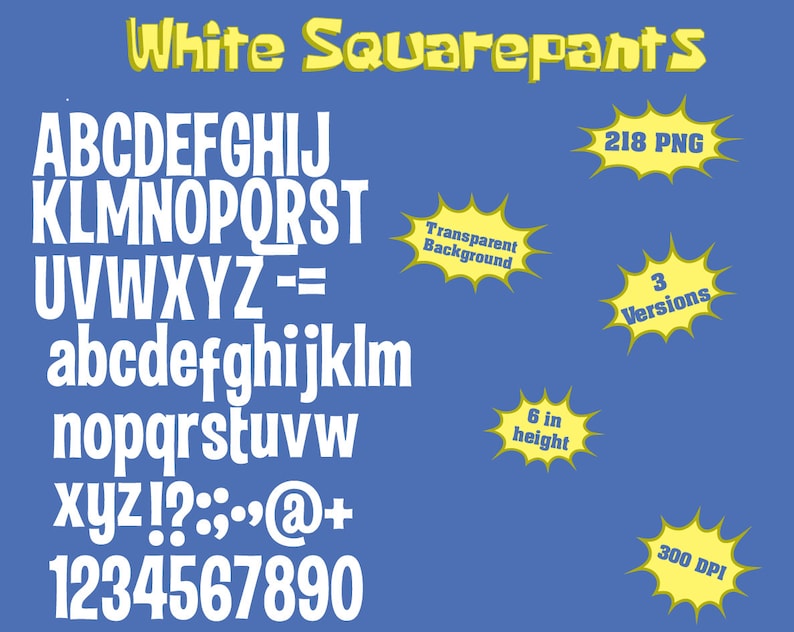 Spongebob Squarepants Full Alphabet Numbers and Symbols 218 Etsy