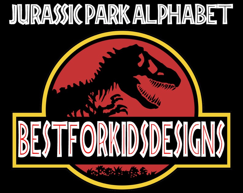 jurassic park alphabet and numbers 436 png 300 dpi etsy