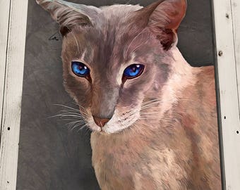 Chat siamois - Cat Print - Cat Portrait Art - Pet Portrait Art - Art siamois - Siamois Peinture Print - Cat Art - Pet Art