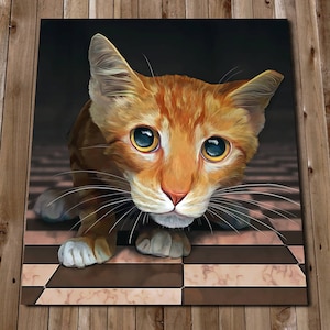 Cat Art - Ginger Cat Print - Pet Portrait Painting - Cat Lover Gifts - Feline Wall Art Decor - Orange Kitten Painting - Cat Portrait Art