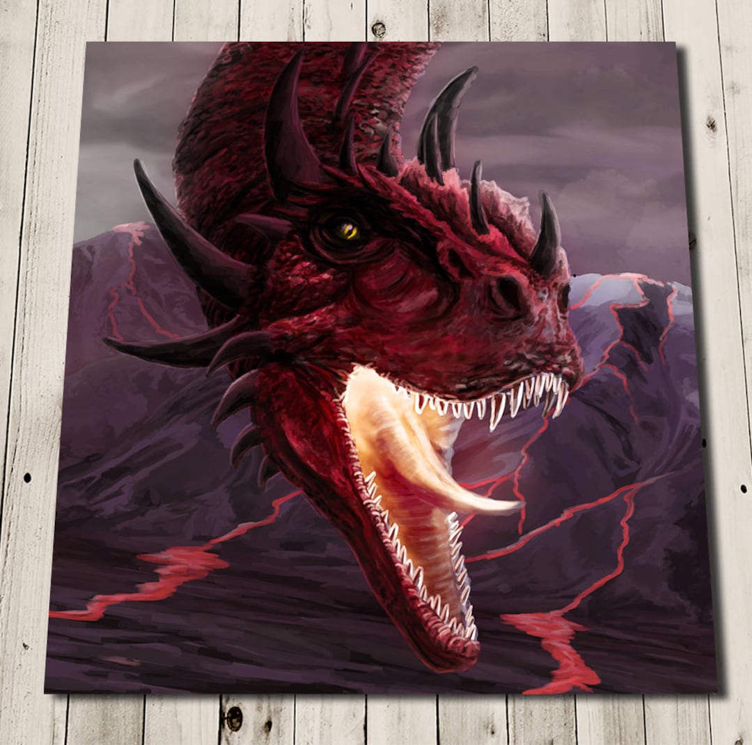 Fire Dragon Art - Dragon Print - Red Dragon Painting Print - Element ...