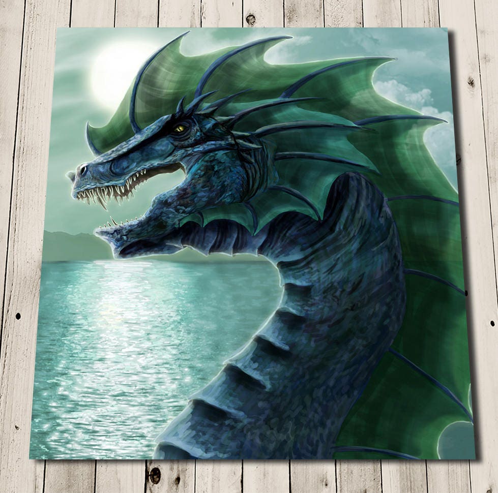 Water Dragon Print Fantasy Art Print Fantasy Animals Fantasy Dragon