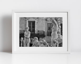 Fontana Pretoria Palermo Sicily Black And White Photography Print Renaissance Wall Art