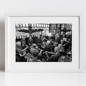 Affiche de musique traditionnelle irlandaise The Cobblestone Dublin Photographie noir et blanc