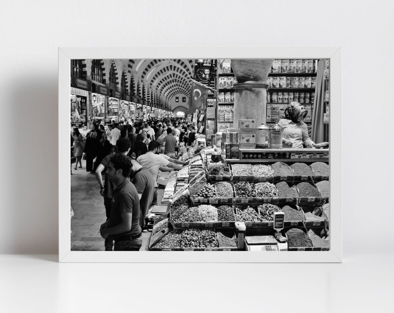 Turkey Istanbul Spice Bazaar Black And White Photography Print image 3