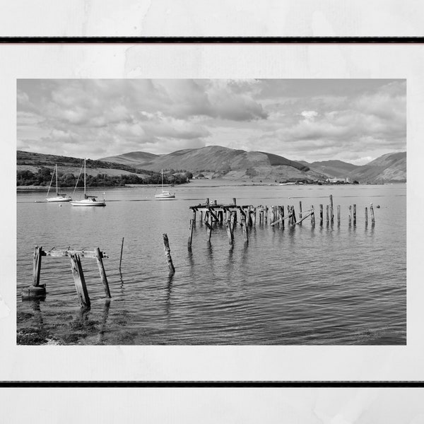 Isle Of Bute Port Bannatyne Coastal Black And White Photography Print