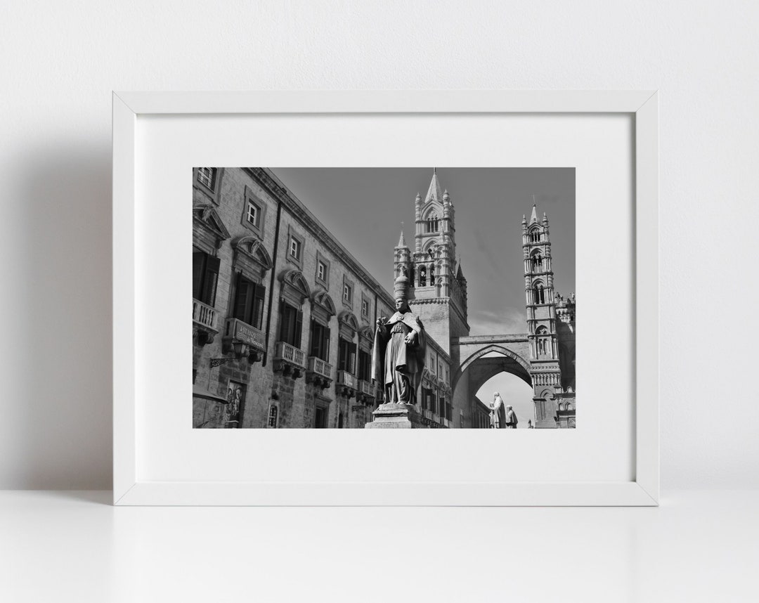 Palermo Cathedral Sicily Black and White Print Italy Wall Art - Etsy