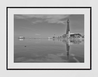 Fotografia del riflesso della Torre di Blackpool, stampa artistica da parete
