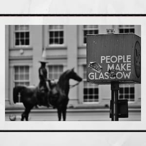 People Make Glasgow Duke Of Wellington Black And White Print image 1