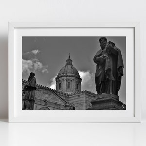 Palermo Cathedral Black And White Photography Print Sicily Wall Art