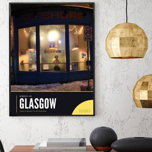 Glasgow Cafe West End Artwork - Offshore &#39;Streets of Glasgow&#39; original art print