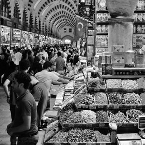Turkey Istanbul Spice Bazaar Black And White Photography Print image 5