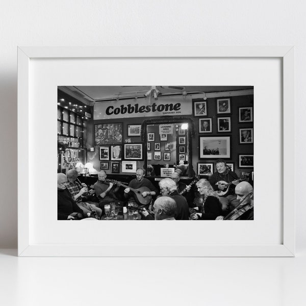 The Cobblestone Dublin Black And White Photography Irish Music Poster