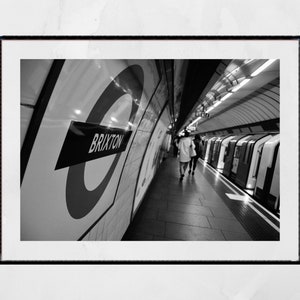 London Underground Black And White Poster Brixton Tube Station Print