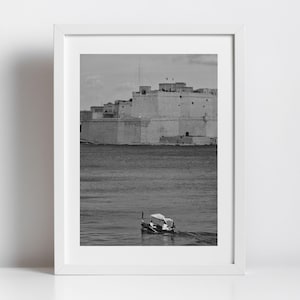 Stampa fotografica in bianco e nero di Fort St Angelo Malta