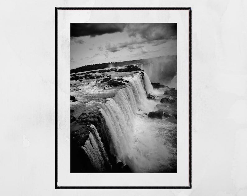 Iguazu Falls Black And White Photography Print image 2