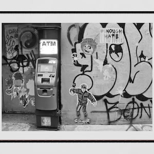 New York Street Art Graffiti Black And White Photography Print