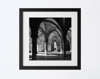 Glasgow University Print Black And White