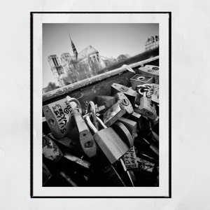 Pont des Arts Paris Love Lock Bridge Notre Dame Photography Print