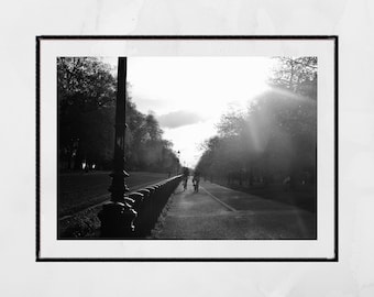 Hyde Park London Cycling Black And White Photography Print
