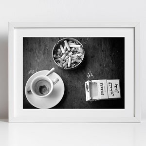 Beirut Coffee And Cigarettes Black And White Photography Print