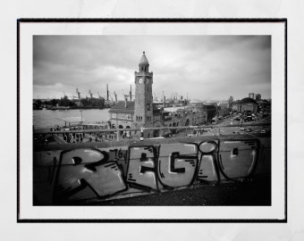 Hamburg Germany Black And White Photography Print