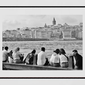 Istanbul Black And White Galata Tower Eminonu Photography Print
