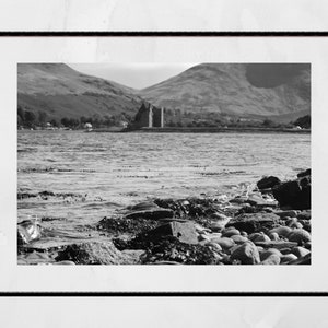 Isle of Arran Lochranza Castle Scotland Landscape Black And White Photography Poster