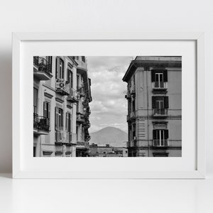 Naples Italy Wall Art Mount Vesuvius Black And White Poster